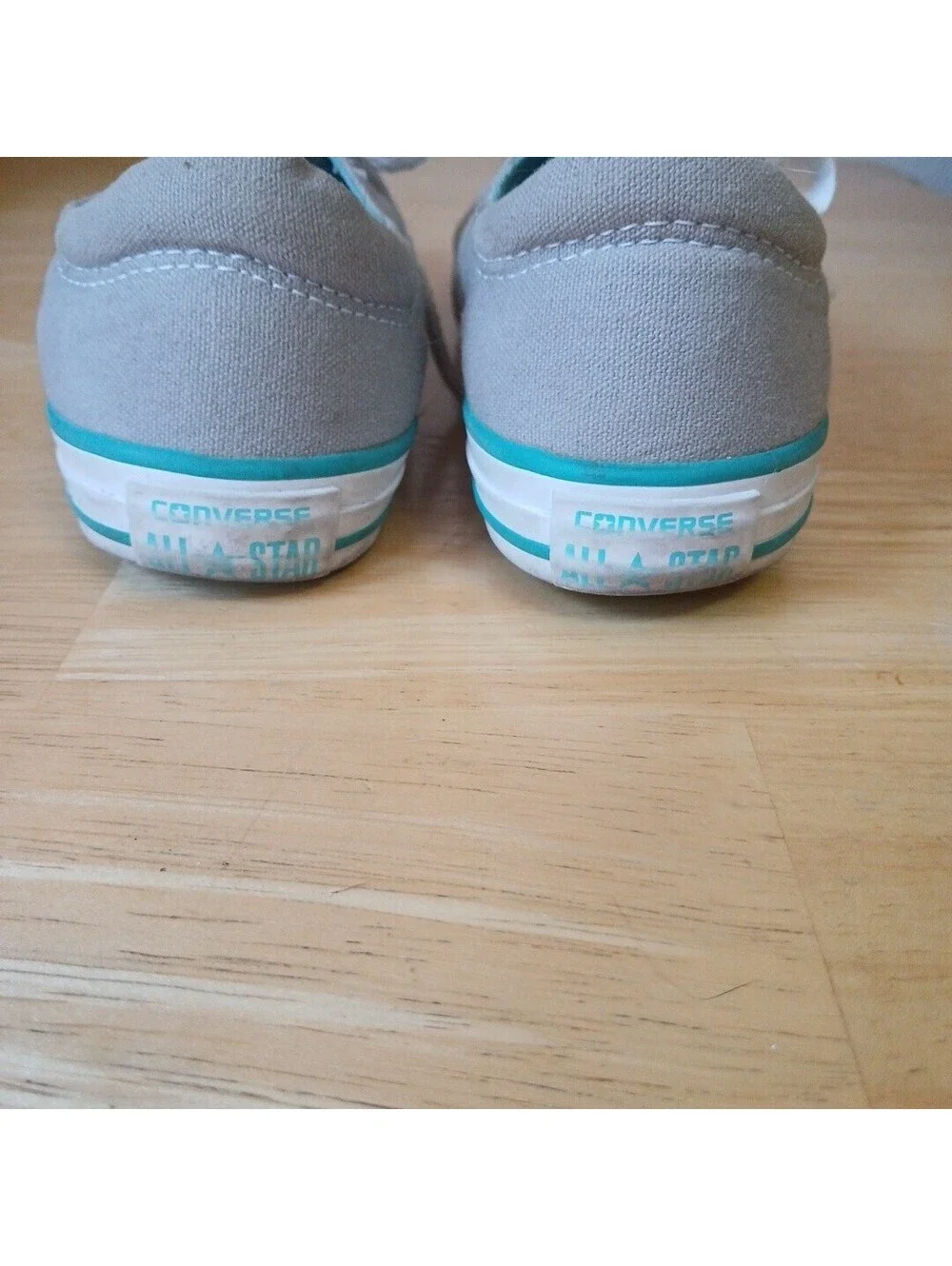 Youth Size 3 Converse All Star Low Top Gray Shoes Teal Trim 654886c Junior